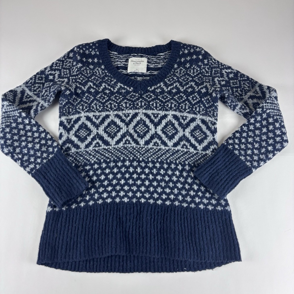 Abercrombie and Fitch Sweater Womens SZ XS Cotton Blend V-Neck‎ Blue Gray